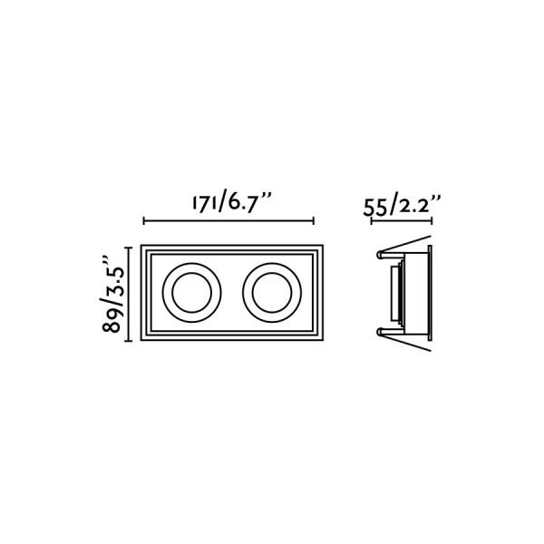 Hotel lighting, Recessed light HYDE square 2L white