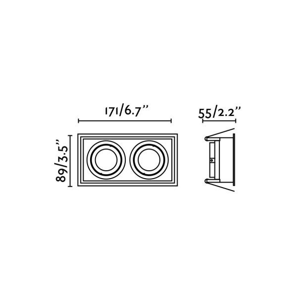 Directional lights, Recessed directional light HYDE square 2L black