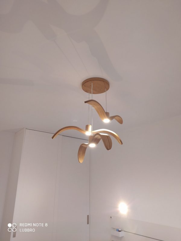 Handmade wooden lights, Suspended wooden light Bird