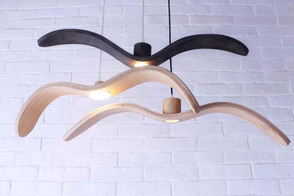 Handmade wooden lights, Suspended wooden light Bird