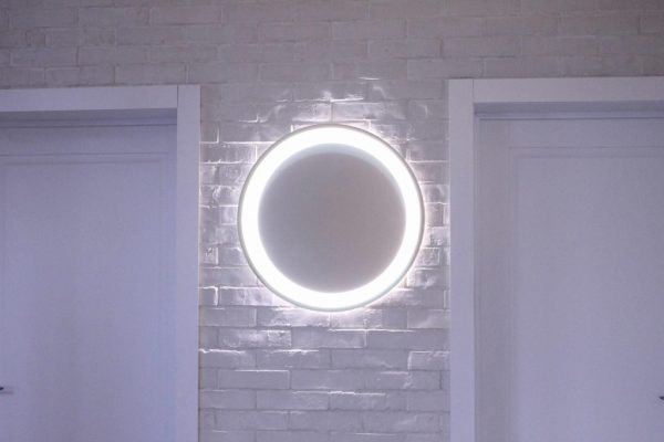 Mediniai šviestuvai, Medinis veidrodis su šviesos šaltiniu Model 3 ø45cm