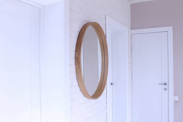 Veidrodžiai, Medinis veidrodis su šviesos šaltiniu Model 2 ø92 x70cm