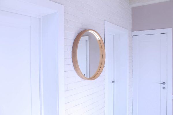 Veidrodžiai, Medinis veidrodis su šviesos šaltiniu Model 1 ø45cm