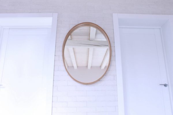Mediniai šviestuvai, Medinis veidrodis su šviesos šaltiniu Model 2 ø92 x70cm