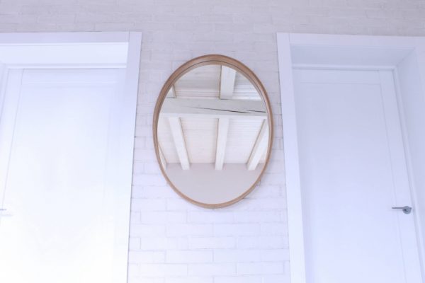 Veidrodžiai, Medinis veidrodis su šviesos šaltiniu Model 2 ø92 x70cm