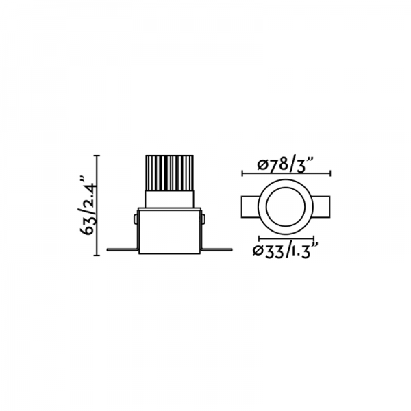 Vonios kambario apšvietimas, Įleidžiamas šviestuvas FOX Trimless black downlight 2700K 02101102