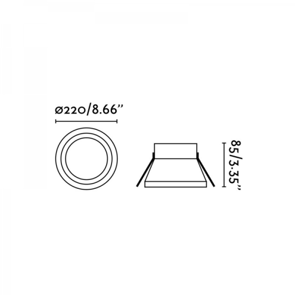 Vonios kambario apšvietimas, Įleidžiamas šviestuvas SON-2 LED White recessed lamp 24W 2700K 42929