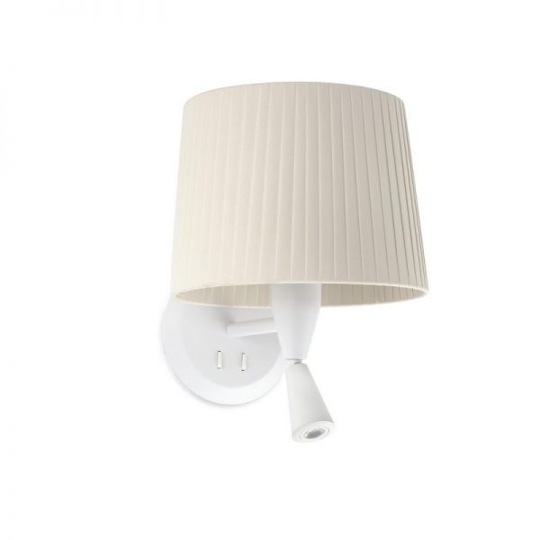 Faro Barcelona, SAMBA White/ribbon beige sieninis šviestuvas with reader E27 64308-35