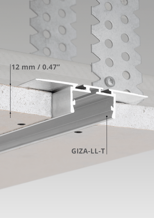 Visi LED profiliai, GIZA-LL-T užglaistomas led profilis viengubam gipso sluoksniui, 22mm pločio C2479