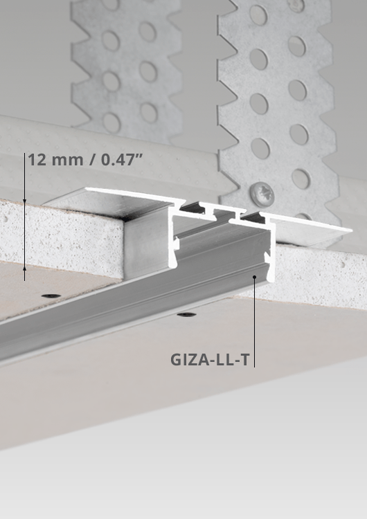 GIZA-LL-T užglaistomas led profilis gipso sluoksniui, 22mm pločio C2479