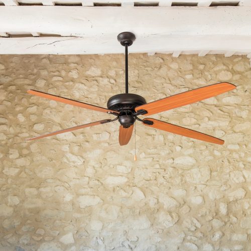 Ventiliatoriai be apšvietimo, NISOS Rudas lubinis ventiliatorius Ø178CM BROWN 5 AŠMENŲ 33363A IP20
