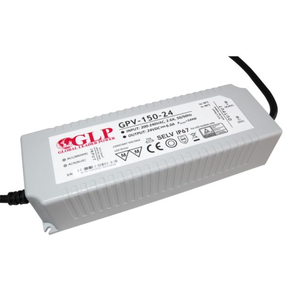 Maitinimo šaltiniai 24/48 VDC, Impulsinis maitinimo šaltinis LED 24V 150W 6A IP67