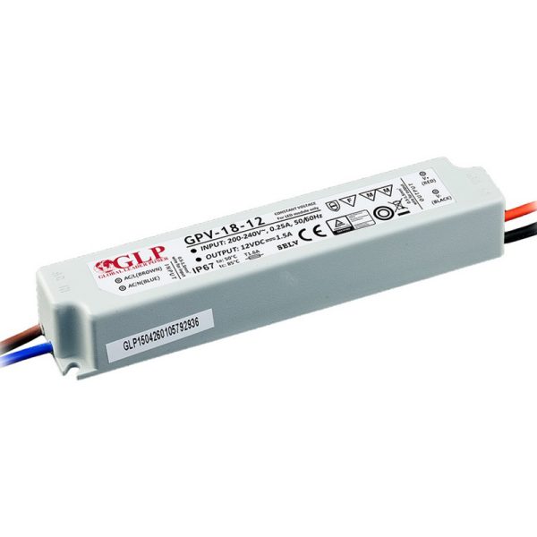 Maitinimo šaltiniai 24/48 VDC, Impulsinis maitinimo šaltinis LED 24V 18W 0.75A IP67