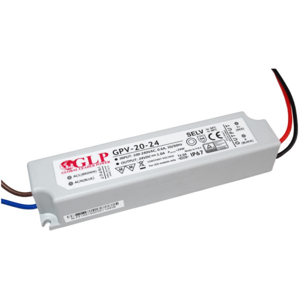 Maitinimo šaltiniai 24/48 VDC, Impulsinis maitinimo šaltinis LED 24V 20W 1A IP67