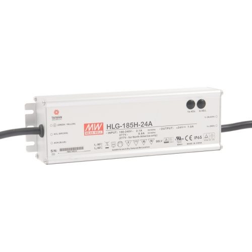 Maitinimo šaltiniai 24/48 VDC, Impulsinis maitinimo šaltinis LED 24V 7.8A, PFC, IP67, Mean Well