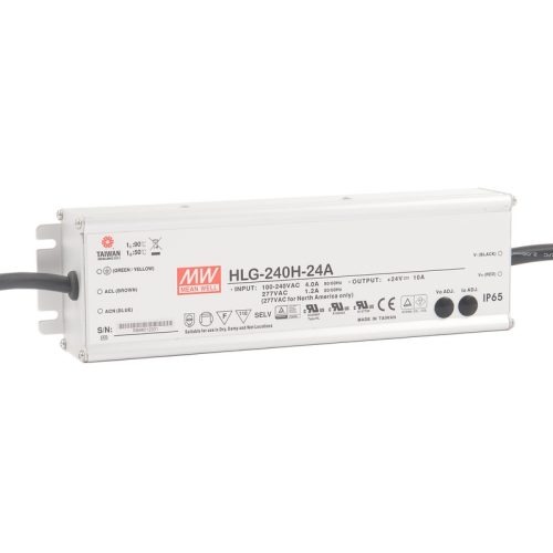Maitinimo šaltiniai 24/48 VDC, Impulsinis maitinimo šaltinis LED 24V 10A, PFC, IP67, Mean Well