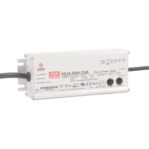 Maitinimo šaltiniai 24/48 VDC, Impulsinis maitinimo šaltinis LED 24V 1.67A, PFC, IP67, Mean Well