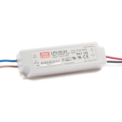 Maitinimo šaltiniai 24/48 VDC, Impulsinis maitinimo šaltinis LED 24V 0.84A, IP67, Mean Well