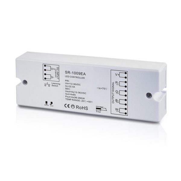 Išmanūs sprendimai Zigbee/Z-Wave/WIfi/Bluetooth, LED juostų daugiafunkcinio valdymo sistemos imtuvas 12-36V 4x8A Perfect-RF serija, Sunricher