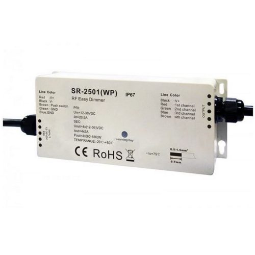Valdymo sistemos RF serijos, LED juostų valdymo sistemos imtuvas 12-36V 4x5A vienos spalvos, IP67, Easy-RF serija, Sunricher