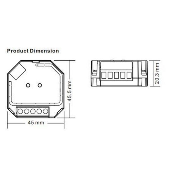 Sunricher, LED valdymo sistemos imtuvas 230Vac 200W, PUSH-DIM, TRIAC, Easy-RF serija, Sunricher