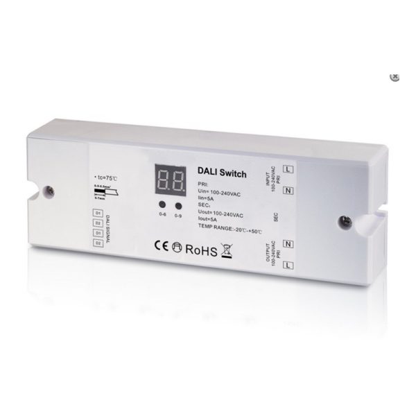 Nuotolinio valdymo pultai RF ir jungikliai, DALI sistemos 100-240V jungiklis, 5A, vieno kanalo, Sunricher