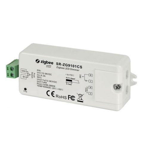 Išmanūs sprendimai Zigbee/Z-Wave/WIfi/Bluetooth, LED valdiklis ZigBee 12-36Vdc 1x8A su PUSH-DIM, Sunricher