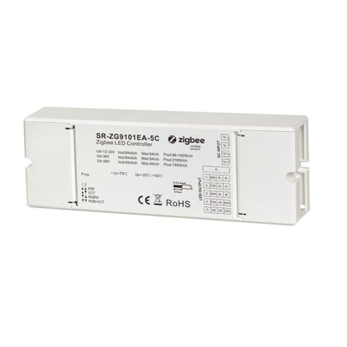 Išmanūs sprendimai Zigbee/Z-Wave/WIfi/Bluetooth, LED valdiklis 12-48V DIM / RGBW / CCT / RGB + CCT, universalus, ZigBee, 5x8A, Sunricher