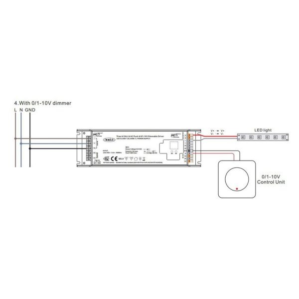 Maitinimo šaltiniai DALI/1-10/PUSH/DMX, LED maitinimo šaltinis 220-240Vac - 24Vdc, 100W, TRIAC + DALI + Push-DIM + 1-10V, Sunricher