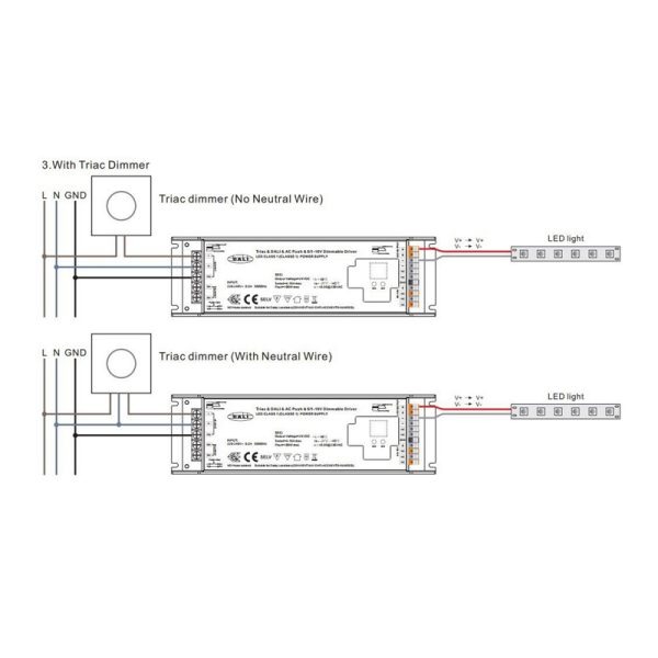 Maitinimo šaltiniai DALI/1-10/PUSH/DMX, LED maitinimo šaltinis 220-240Vac - 24Vdc, 100W, TRIAC + DALI + Push-DIM + 1-10V, Sunricher