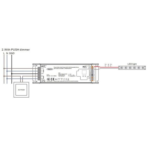 Maitinimo šaltiniai DALI/1-10/PUSH/DMX, LED maitinimo šaltinis 220-240Vac - 24Vdc, 100W, TRIAC + DALI + Push-DIM + 1-10V, Sunricher