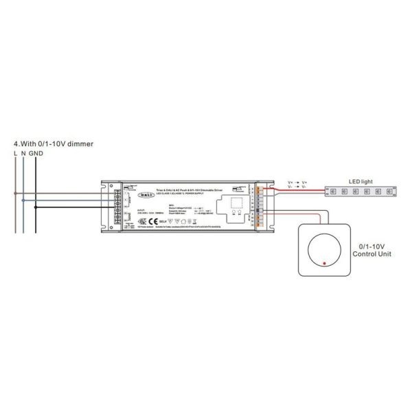 Maitinimo šaltiniai DALI/1-10/PUSH/DMX, LED maitinimo šaltinis 220-240Vac - 24Vdc, 200W, TRIAC + DALI + Push-DIM + 1-10V, Sunricher