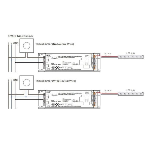 Maitinimo šaltiniai DALI/1-10/PUSH/DMX, LED maitinimo šaltinis 220-240Vac - 24Vdc, 200W, TRIAC + DALI + Push-DIM + 1-10V, Sunricher