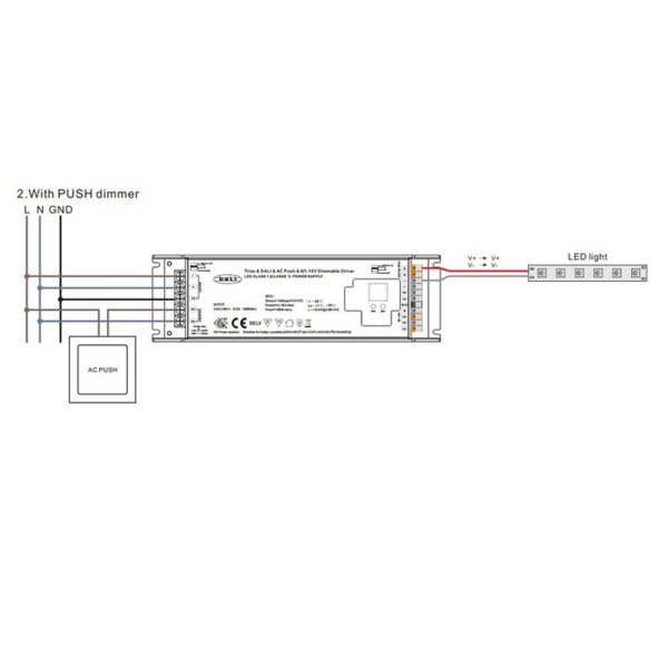 Maitinimo šaltiniai DALI/1-10/PUSH/DMX, LED maitinimo šaltinis 220-240Vac - 24Vdc, 200W, TRIAC + DALI + Push-DIM + 1-10V, Sunricher