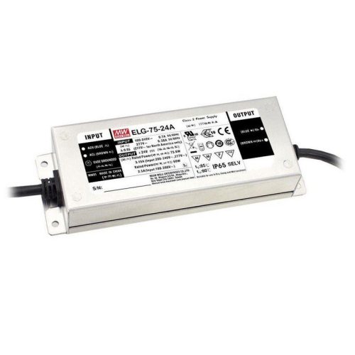 Maitinimo šaltiniai 24/48 VDC, Impulsinis maitinimo šaltinis LED 24V 3.15A, PFC, IP67, Mean Well