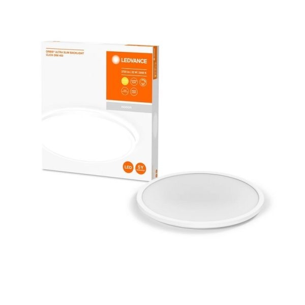 Paviršinės led panelės, Paviršinis šviestuvas 400Ø mm Juodas arba Baltas ORBIS ULTRA SLIM 22W 110° BACKLIGHT 3STEP CLICKDIM IP20