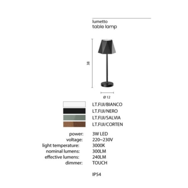 Ciciriellogroup, Stalinis šviestuvas Fiji LED 3W 3000K 300lm IP54 LT.FIJI