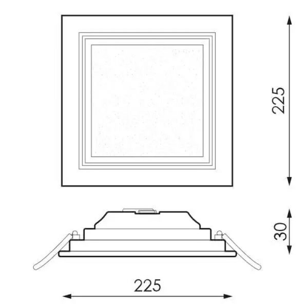 Įleidžiamos led panelės, LED Įleidžiama kvadratinė panelė 20W KENTAU SQ 225Ø mm CRI80 IP44