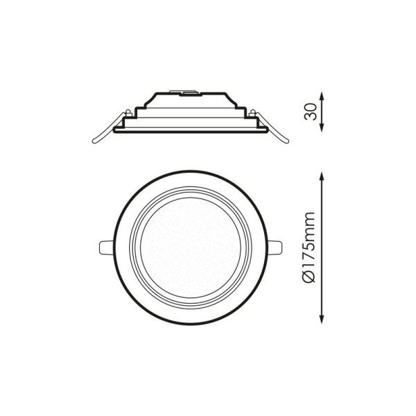 Įleidžiamos led panelės, Įleidžiama apvali LED panelė 14W KENTAU CL 175Ø mm CRI80 IP44 1-10v