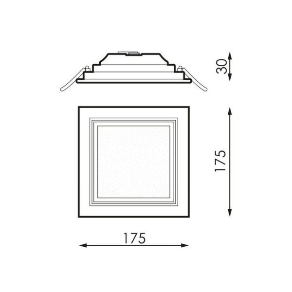 Įleidžiamos led panelės, LED Įleidžiama kvadratinė panelė 14W KENTAU SQ 175Ø mm CRI80 IP44