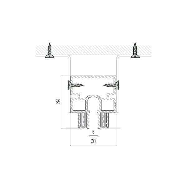Laikikliai ir priedai KRAAB/SLOTT/GIPPS, Separation profile SLOTT R 2m ilgio 1.7.1 Kraab systems