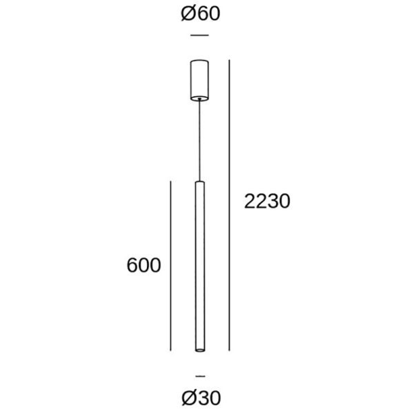 Pakabinami šviestuvai, Pakabinamas/Paviršinis šviestuvas Stylus 600mm LED 9.7 LED šiltai balta 3000K ON-OFF balta 412lm