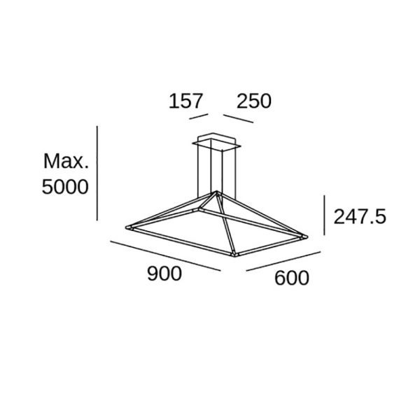 Pakabinami šviestuvai, Pakabinamas šviestuvas Tubs 900 mm LED 41 LED šiltai balta 3000K ON-OFF juoda 1791lm