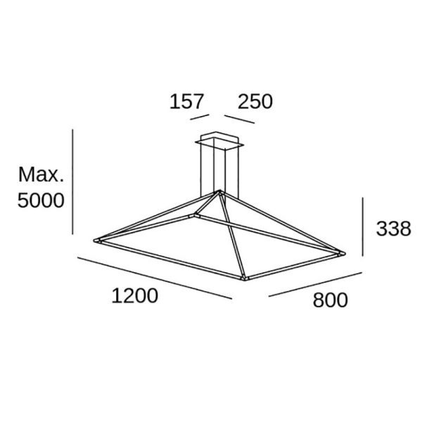 Pakabinami šviestuvai, Pakabinamas šviestuvas Tubs 1200mm LED 53.5 LED šiltai balta 3000K ON-OFF juoda 2196lm