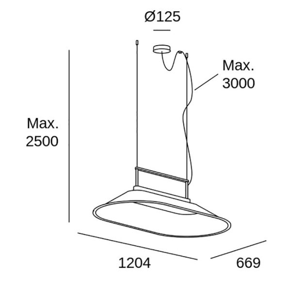 Pakabinami šviestuvai, Pakabinamas šviestuvas Shoemaker 1204mm LED 53.9 TW 2700-6500K DALI DT8 / PUSH Black Gray 4002lm