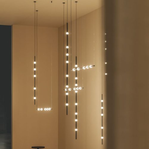 Pakabinami šviestuvai, Pakabinamas šviestuvas Dew Vertical 1700mm Surface LED 21.1 LED warm-white 2700K 0-10V Black 1383lm