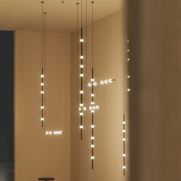 Pakabinami šviestuvai, Pakabinamas šviestuvas Dew Vertical 1700mm Surface LED 21.1 LED warm-white 2700K 0-10V Black 1383lm