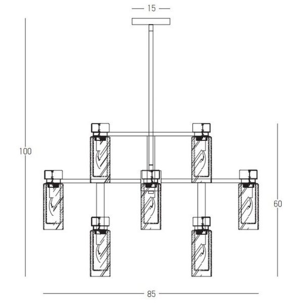 Zambelis Lighting, Pakabinamas lubinis šviestuvas 22138 E14 12x8W IP20