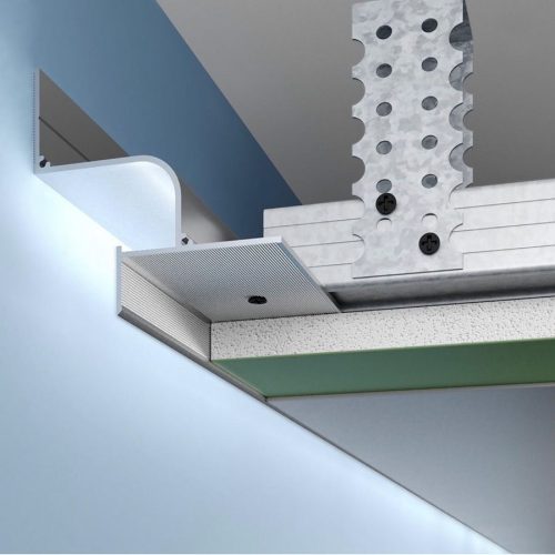 LED profiliai, Šešėlinis gipskartoninų lubų baltas profilis su LED apšvietimu 23x37 mm