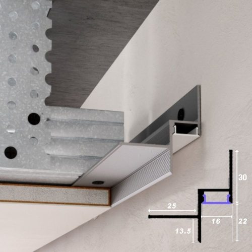 LED profiliai, Šešėlinis gipskartoninų lubų profilis su LED apšvietimu